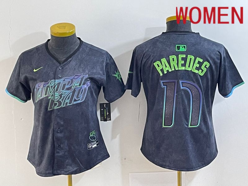 Women Tampa Bay Rays #17 Paredes Black City Edition Nike 2024 MLB Jersey style 1->women mlb jersey->Women Jersey